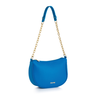 Bright blue textured handbag
