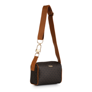 Coffee & tan legacy print handbag