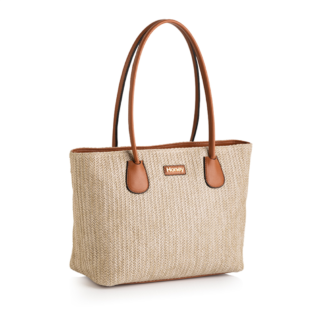 Neutral woven tote bag