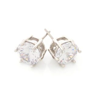 Rhodium plated earrings. CZ crystal.
