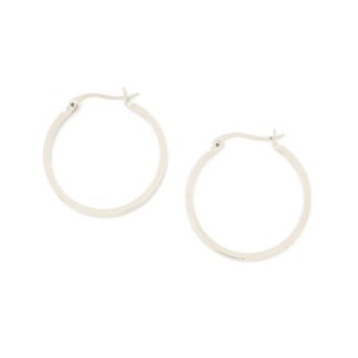 Rhodium plated french clip hoop earrings