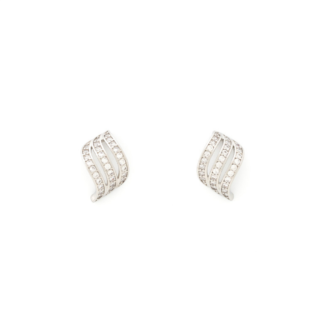 Rhodium plated earrings. Clear glass crystal.