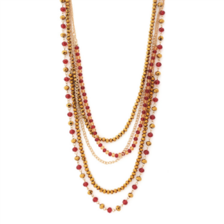 24ct gold plated 5 strand necklace. Light topaz. Glass crystal.