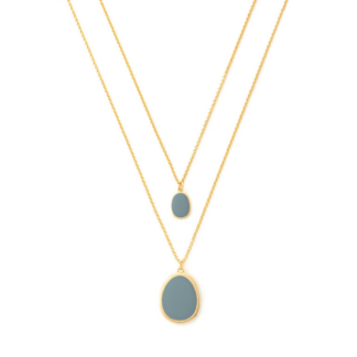 24ct gold plated two row necklace. Blue epoxy