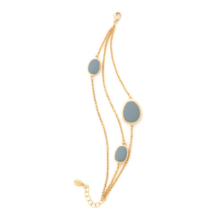 24ct gold 3 row bracelet. Blue epoxy