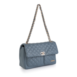 Slate blue quilted PU handbag
