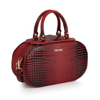 Royal red embossed mock crock handbag